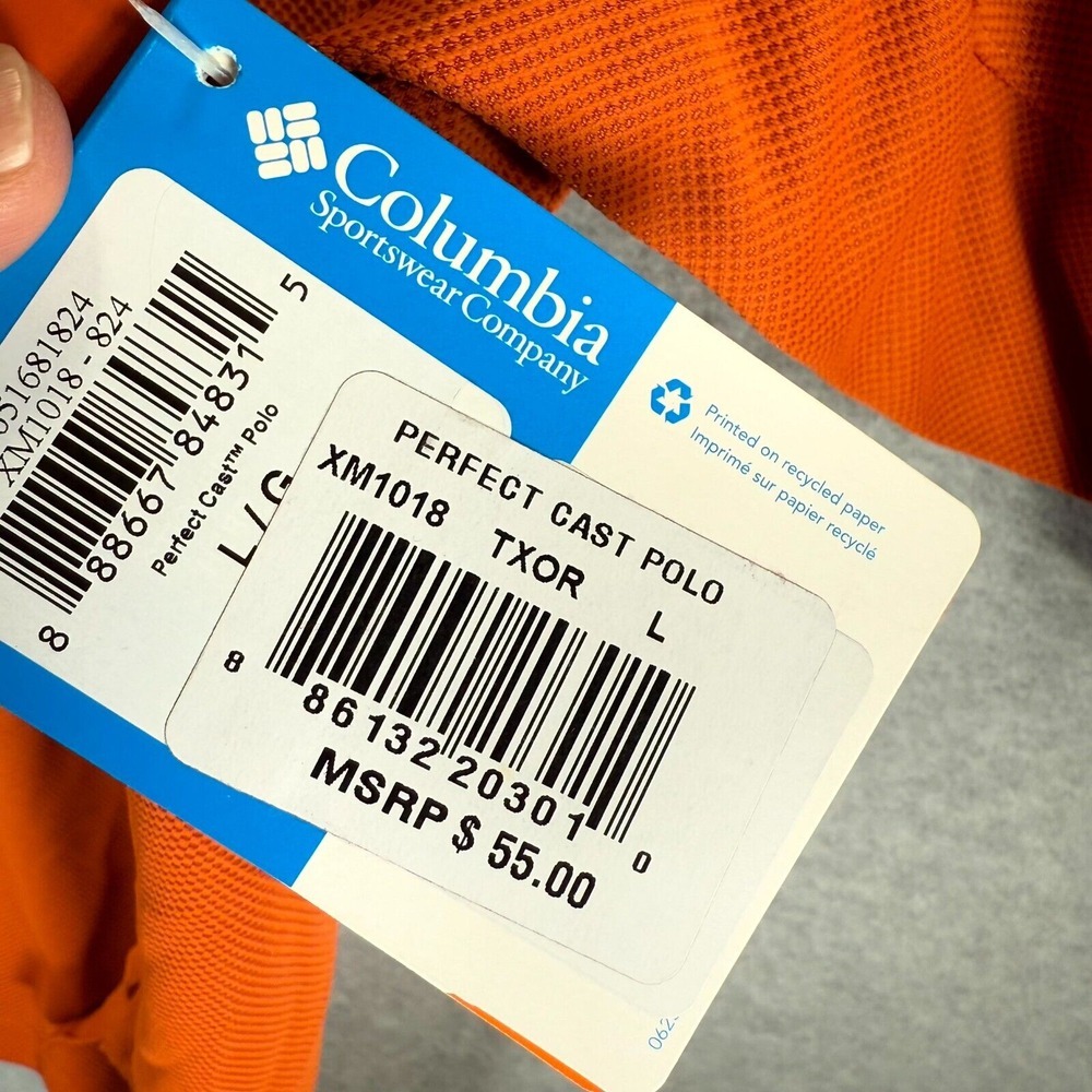 Columbia PFG Texas Longhorns Perfect Cast Polo Shirt Men Large Orange Mesh Lined - Picture 3 of 12
